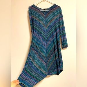 BCBGMaxAzaria soft stripey dress with fin style bottom